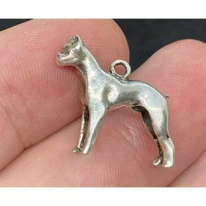 Vintage Sterling Silver 925 Pitbull Boxer Dog Charm Pendant
